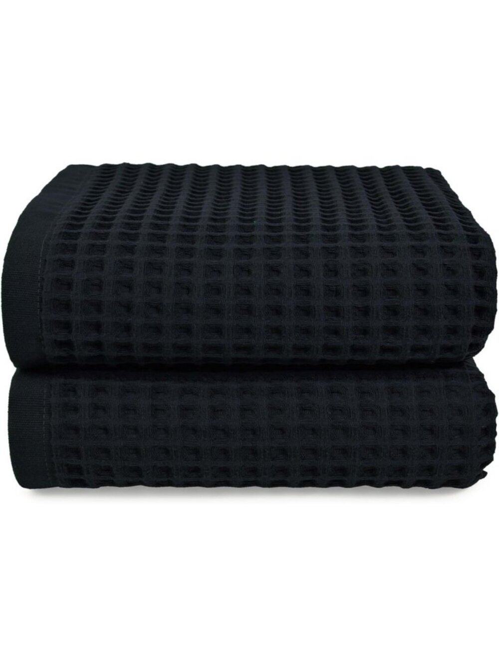 Jacquotha Waffle Bath Towel Set of 2 (Black) - Cotton, Thin, Low Lint